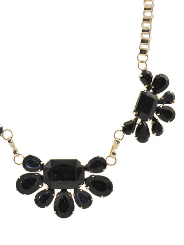 Black Geometric Floral Necklace