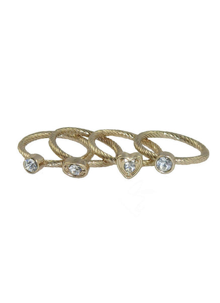 Diamante Textured Ring Set