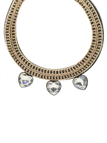 Chain and Diamante Heart Collar Necklace