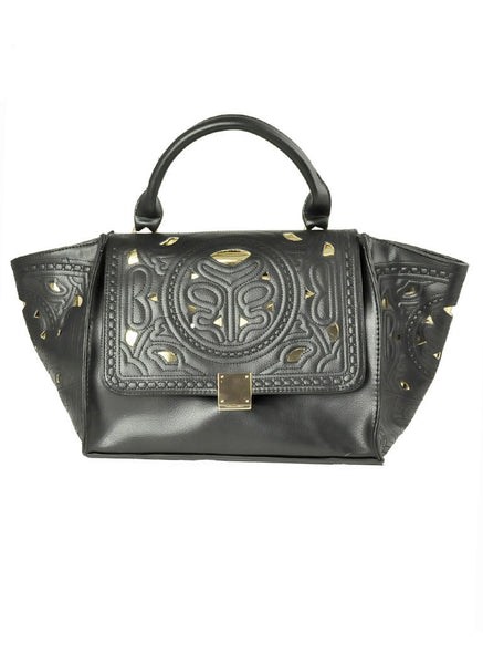 Black Ethnic Print Handbag