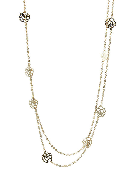 Dainty Rose Charm Long Necklace