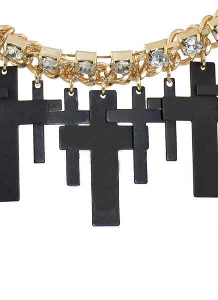 Black and Gold Multi Cross Bracelet