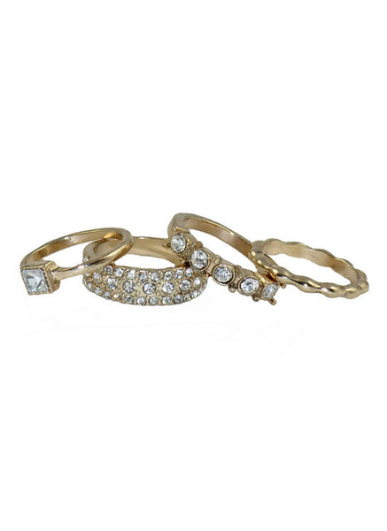 Diamante Detail Ring Set