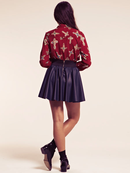 Bergen Burgundy Cross Print Blouse