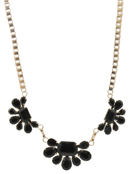 Black Geometric Floral Necklace