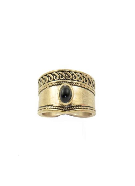 Black Stone Tibetan Style Ring