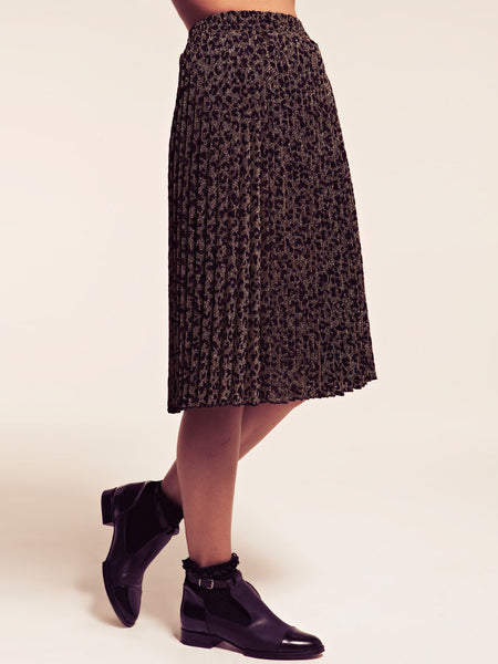 Brisbane Leopard Print Pleated Knee Length Skirt