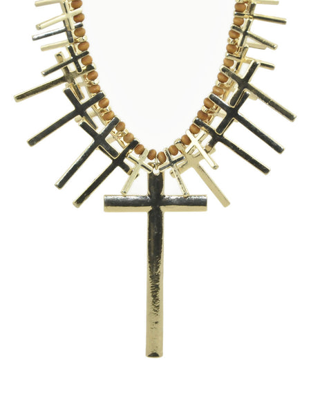 Beaded Multi-Cross Necklace