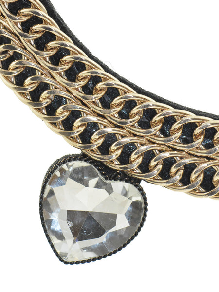 Chain and Diamante Heart Collar Necklace